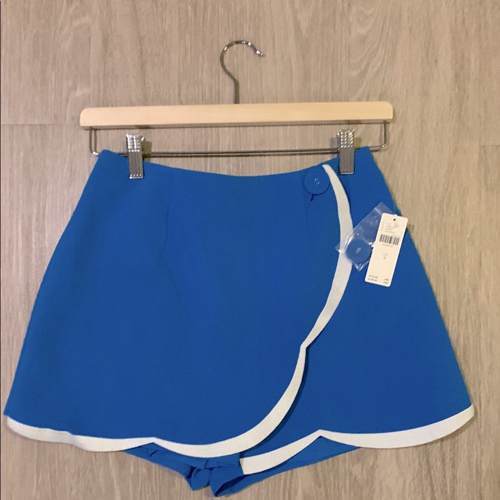 Anthropologie Royal Blue Skort with White Scallop Trim